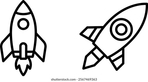 "Rocket Icon Representing Space Exploration, Technology, and Innovation in Bold and Futuristic Design"