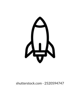 Ícone de foguete representando viagens e exploração espacial, ideal para temas de ciência e inovação.