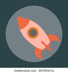 Rocket Icon in Retro and Vintage Color Style.