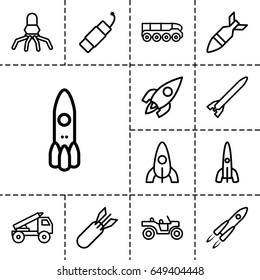 Rocket icon. set of 13 outline rocket icons such as rocket, firework