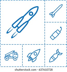 Rocket icon. set of 6 rocket outline icons such as