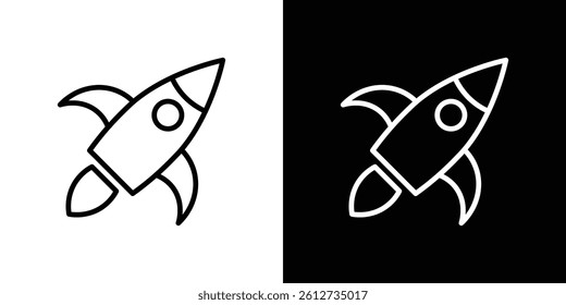 Rocket icon set. Black illustration isolated for graphic and web design