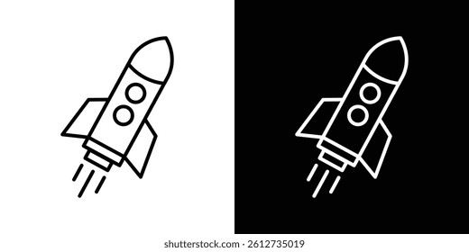 Rocket icon set. Black illustration isolated for graphic and web design