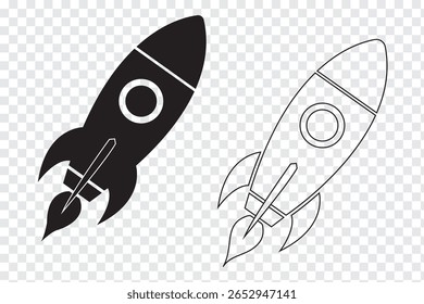Rocket icon Set. Black and White Rocket icon Vector illustration. Startup icon Rocket. 