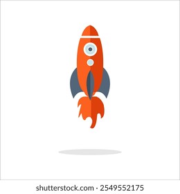 Raketen-Symbolsatz. Symbol für Unternehmensgründungen. Raketenabschusszeichen. Vektorgrafik im Flach- und Umrissdesign. Vektorgrafik.
