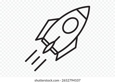 Ícone de foguete definido. Símbolo de start-up de negócios. Fundo transparente do sinal de lançamento do foguete. eps 10