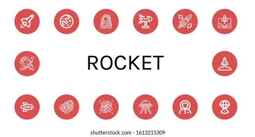 rocket icon set. Collection of Space shuttle, Mars, Astronaut, Rocket, Spacecraft, Black hole, Space, Ufo, Space capsule, Startup icons