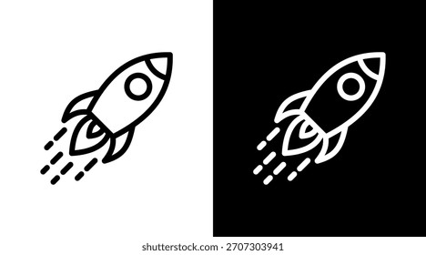 Cohete con diseño de conjunto de iconos