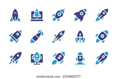 Rocket icon set. Duotone color. Vector illustration. Containing startup, space shuttle, rocket.