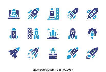 Rocket icon set. Duotone color. Vector illustration. Containing startup, rocket, rocket launch, launch.