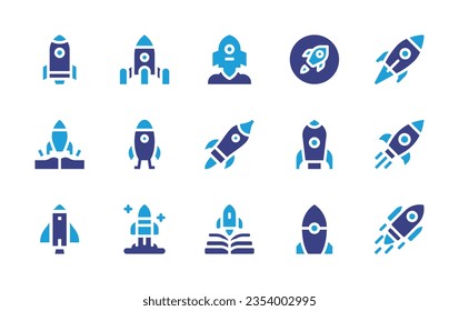 Rocket icon set. Duotone color. Vector illustration. Containing rocket, rocket launch, spaceship, launch, space ship, entrepeneur, science fiction.