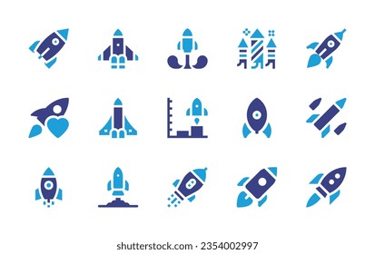 Rocket icon set. Duotone color. Vector illustration. Containing rocket, favorite, space shuttle, startup, rockets, spring swing rocket.