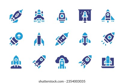 Rocket icon set. Duotone color. Vector illustration. Containing startup, astronomy, rocket, spaceship, rocket ship.