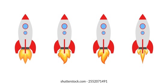 Rocket Up Icon Set. Flat Style. Vector icons