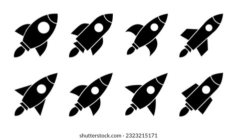 Rocket icon set illustration. Startup sign and symbol. rocket launcher icon