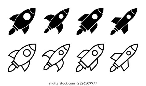 Rocket icon set illustration. Startup sign and symbol. rocket launcher icon