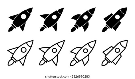 Rocket icon set illustration. Startup sign and symbol. rocket launcher icon