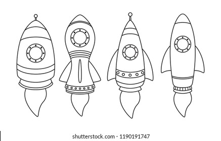 Rocket icon set isolated on white background