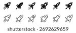 Rocket icon set. Launch rocket icons. Editable web icons startup. Vector illustration.