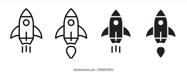 rocket icon set. launch spaceship, contain startup business symbol sign icon. vector illustration