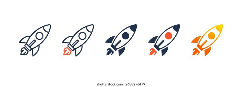 Rocket icon set multiple style collection