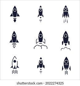 rocket icon set. rocket pack symbol vector elements for infographic web