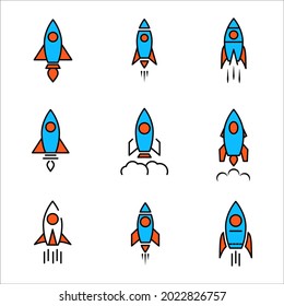 conjunto de iconos de cohete. símbolo de paquete de cohetes elementos vectores para web infográfica
