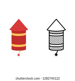 Rocket icon set, pyrotechnics symbol, vector illustration