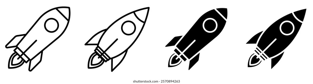 Rocket icon set simple design