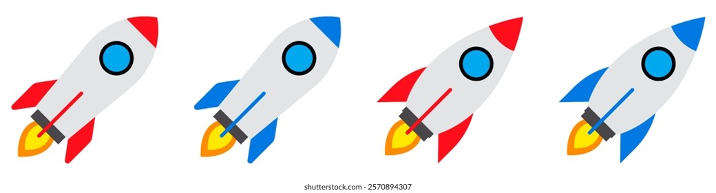 Rocket icon set simple design