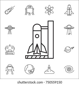 Rocket icon. Set of space icons. Signs, outline symbols collection, simple thin line icons for websites, web design, mobile app, info graphics on white background