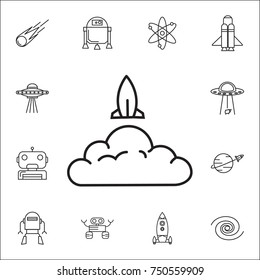 Rocket icon. Set of space icons. Signs, outline symbols collection, simple thin line icons for websites, web design, mobile app, info graphics on white background