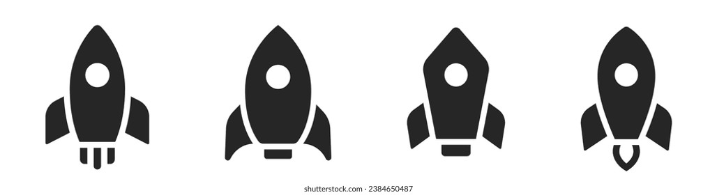 Rocket icon set. Space ship vector set. Rocket launch sign. Startup symbol.