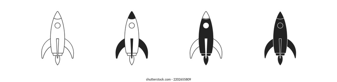 rocket icon set, spaceship launch, startup illustration for business design, logo symbol, vector illustration