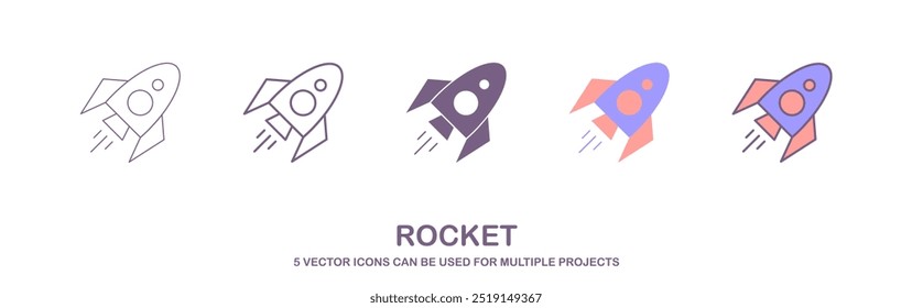 Rocket icon set. Startup icon vector. Spaceship launch icon. vector illustration