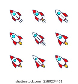 Rocket icon set. Startup icon vector. 