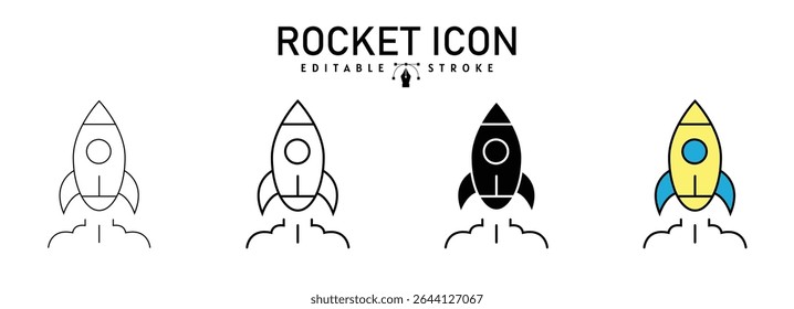Rocket icon set. Startup icon vector. designed in filled, outline, line and stroke style can be used for web, mobile, ui, ux
