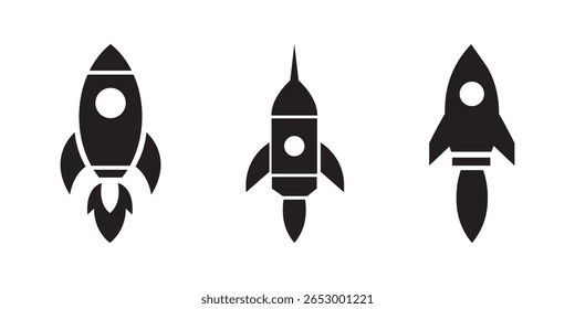 Rocket icon set. Startup icon vector. designed in filled, outline, line and stroke style 