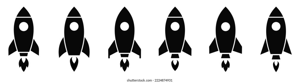 Rocket icon set. Rocket symbol or sign. Startup signs. Vector illustration