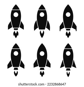 Rocket icon set. Rocket symbol or sign. Startup signs. Vector illustration