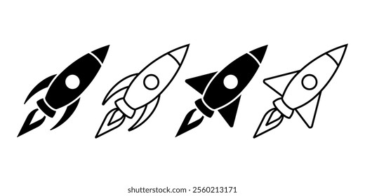 Rocket icon set. Vector illustration.