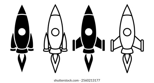 Rocket icon set. Vector illustration.