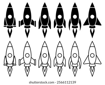 Rocket icon set. Vector illustration.