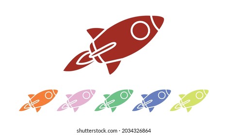 Rocket icon Set. vector isolated editable set of rockets illustrations
