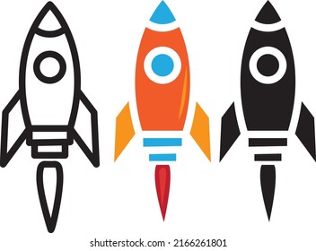 Rocket icon set vector. Simple outline rocket sign.eps
