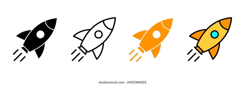 Rocket icon set vector. Startup sign and symbol. rocket launcher icon