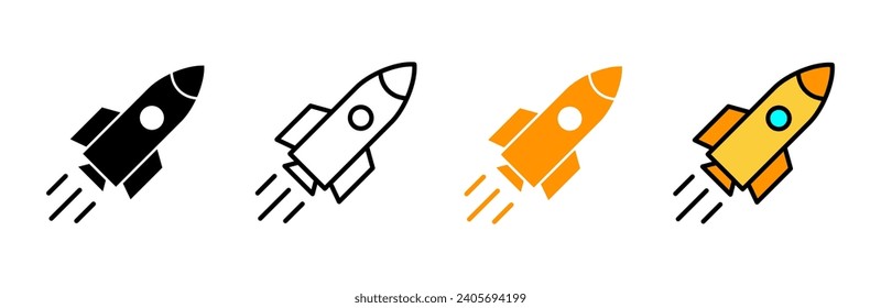 Rocket icon set vector. Startup sign and symbol. rocket launcher icon