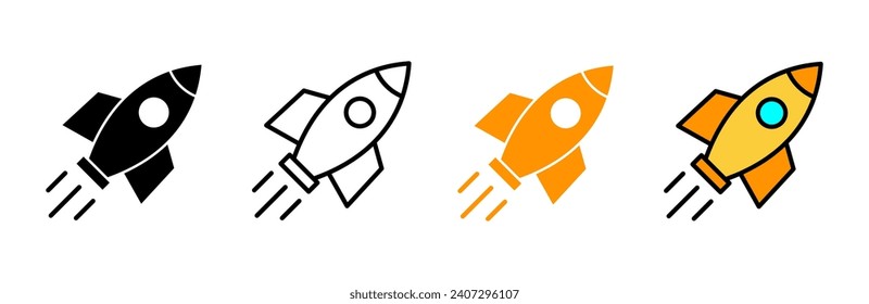 Rocket icon set vector. Startup sign and symbol. rocket launcher icon