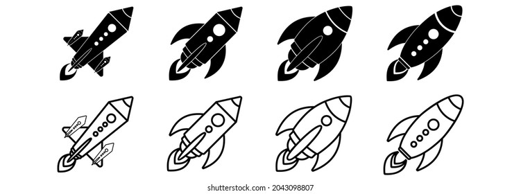 rocket icon set, rocket vector symbol illustrations