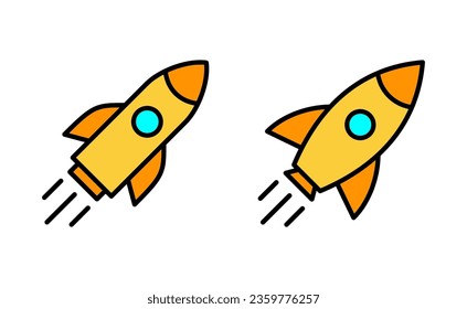 Rocket icon set for web and mobile app. Startup sign and symbol. rocket launcher icon